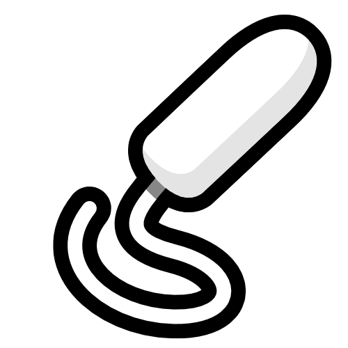 a tampon drawn with thick black outlines.